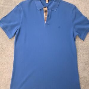 Burberry Brit Royal Blue Polo Shirt w Check Collar sz L